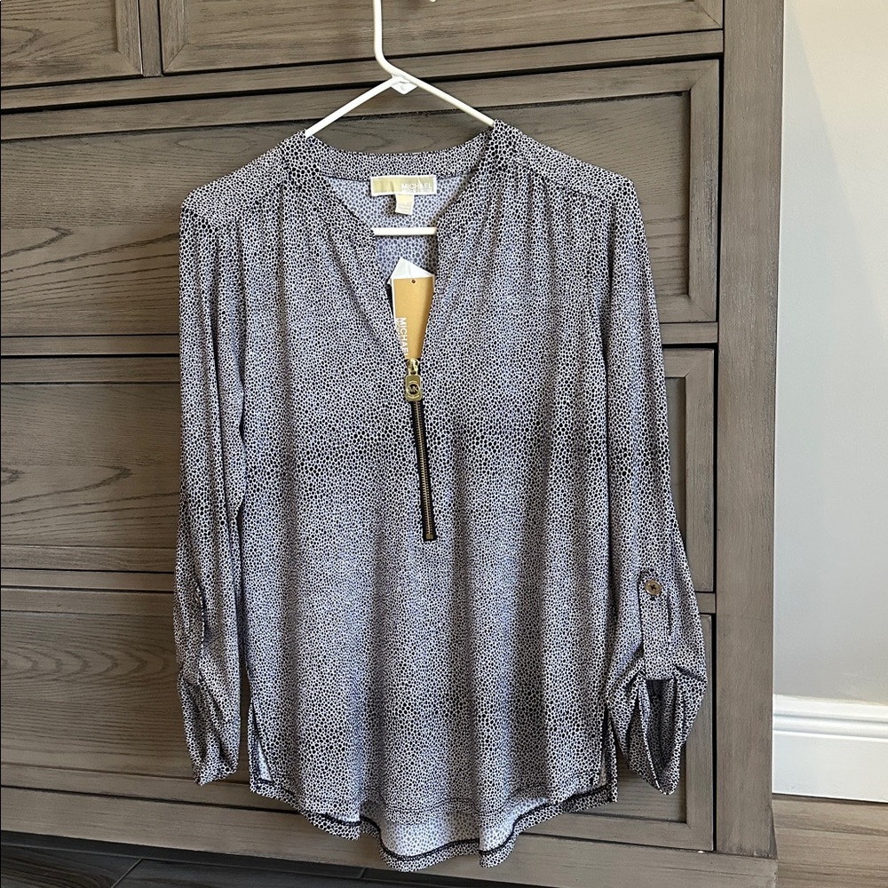 Michael Kors Black and White Patterned Top